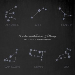 Watercolor Zodiac Constellation for baby boy, Astrology Signs