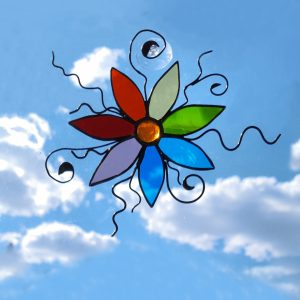 rainbow flowers stained glass
