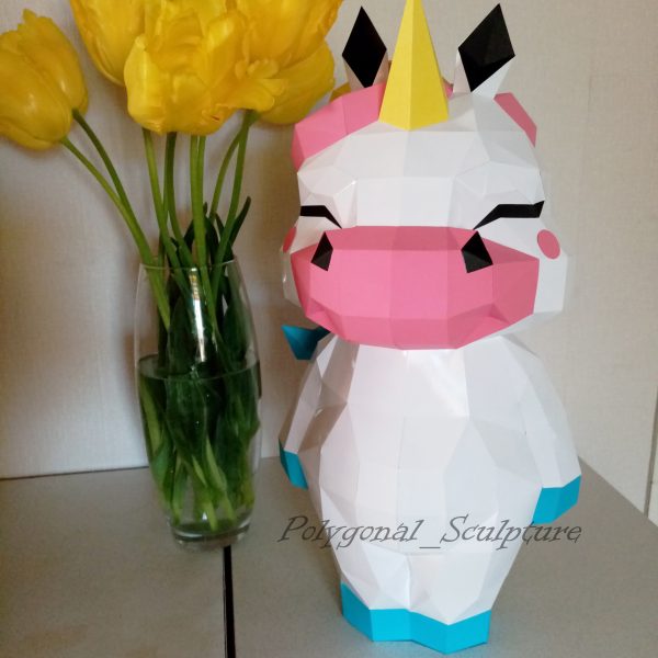 3D Little Unicorn PDF Template DIY Papercraft