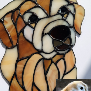 Custom pet portrait stained glass