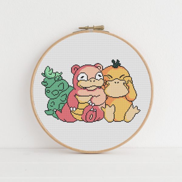 Slowbro and Psyduck cross stitch pattern PDF