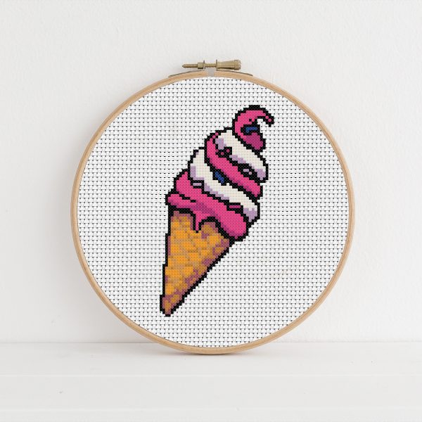 Ice cream cross stitch pattern PDF instant download.