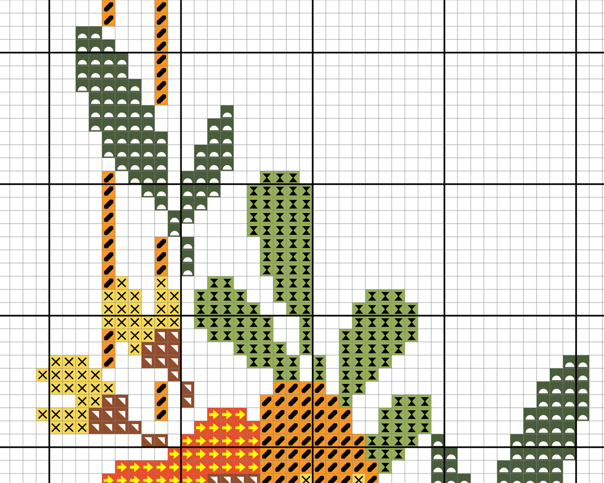 Flower Cross Stitch Pattern. Wreath Cross Stitch Pattern.