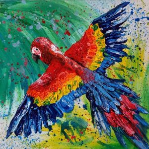 Painting Impasto amazon parrot 8*8 inch bright bird