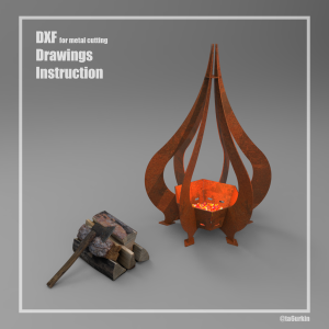 Steel Sheet Metal Drawings Plans Pattern Template Fire Pit 6 Project Sculpture (dxf, PDF)