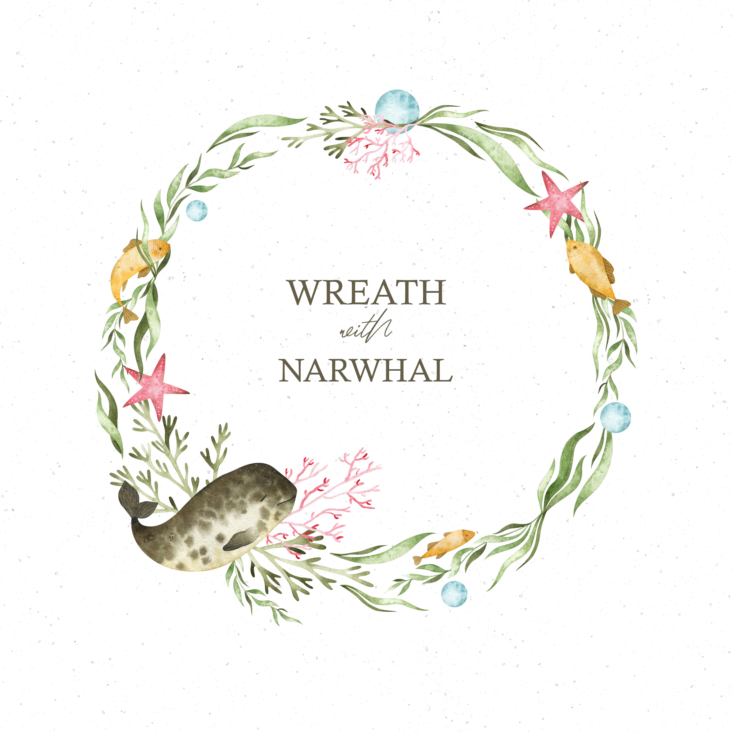 Watercolor nautical wreath. Underwater frame clipart 1 Nautical wreath clipart