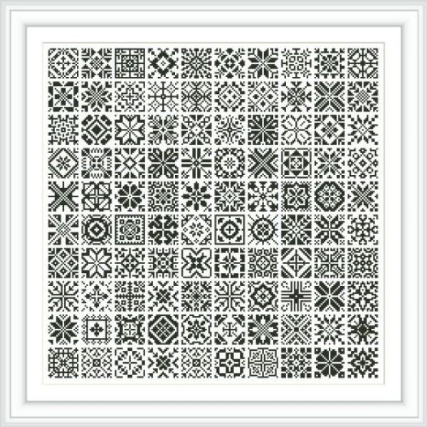 Cross stitch digital chart Sampler 100 squares 19X19
