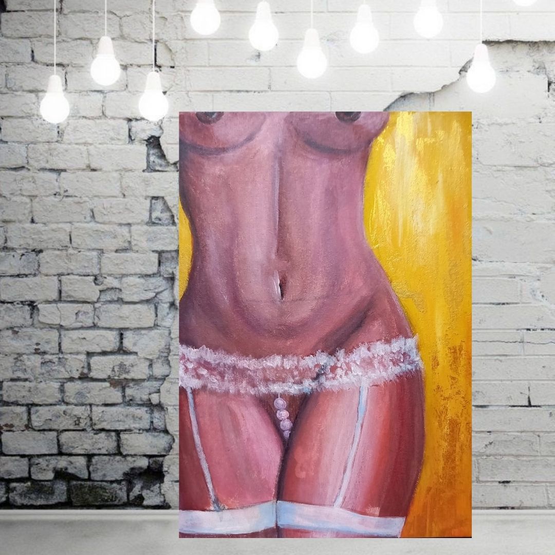 Nude woman painting 8*12 inch sexy original art - Crealandia