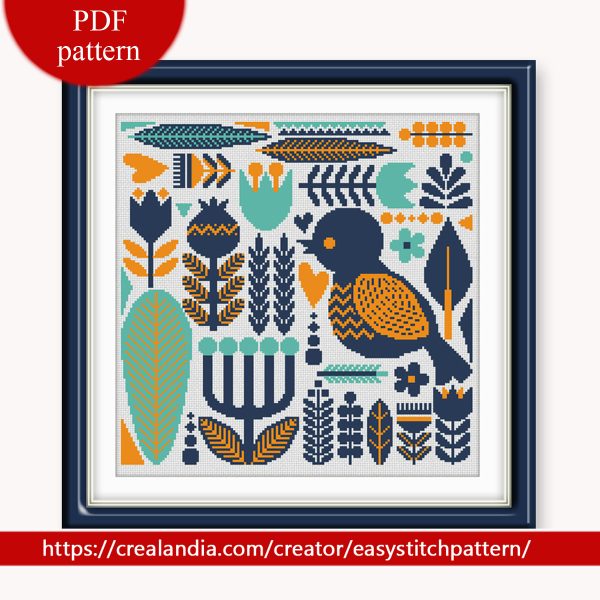 Folk cross stitch pattern