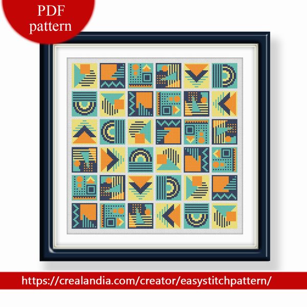 Geometric cross stitch pattern. Scandi