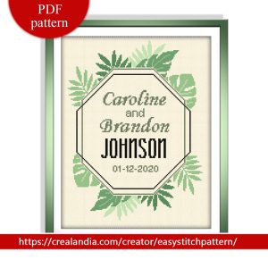 Wedding cross stitch pattern. DIY.