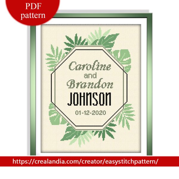 Wedding cross stitch pattern. DIY.