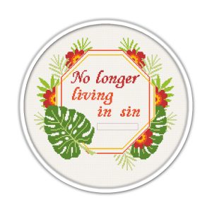 No Longer Living In Sin Cross Stitch pattern. DIY. Funny.
