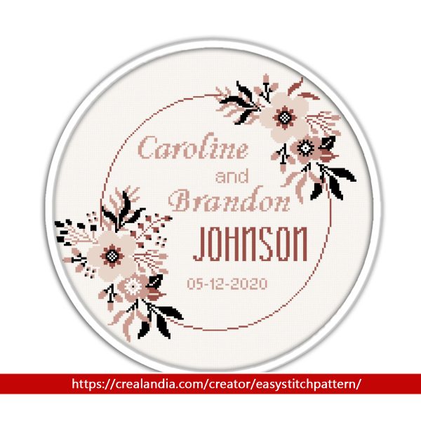 Cross Stitch pattern wedding. Wreath Cross Stitch