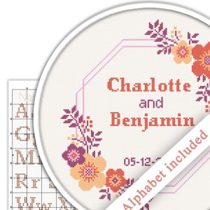 Wedding announcement cross stitch pattern. DIY. P1744