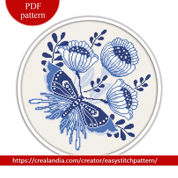 Butterfly Cross Stitch Pattern. Boho cross stitch