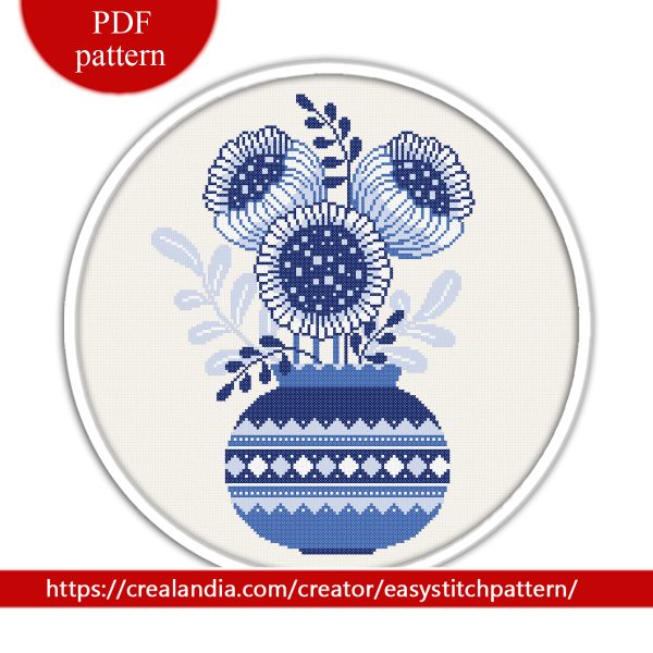 Flowers Cross Stitch Pattern. Modern cross stitch