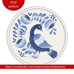 Bird Cross Stitch Pattern. Folk cross stitch