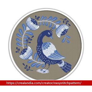 Bird Cross Stitch Pattern. Folk cross stitch