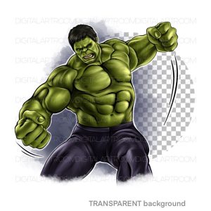 Green Superhero Illustration, sublimation design, art print