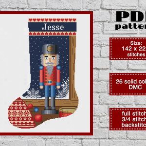 Christmas stocking cross stitch pattern pdf, Nutcracker cross stitch