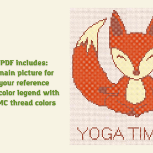 Fox cross stitch, Yoga cross stitch pattern, Modern cross stich /18/
