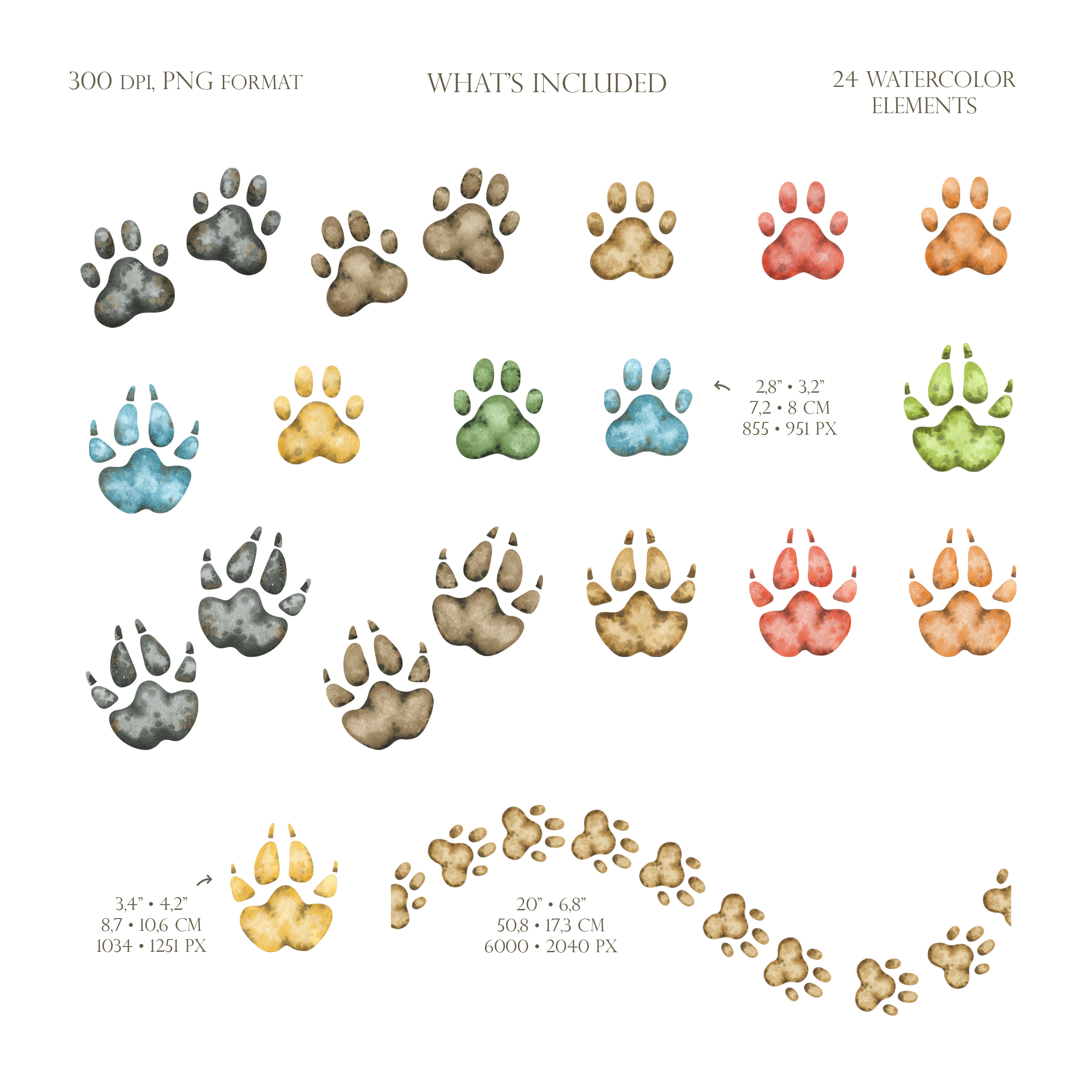 Watercolor paw print clipart. Cute dog and cat paws, wreaths 2 Watercolor paw print clipart. Cute dog and cat paws, wreaths - Image 2