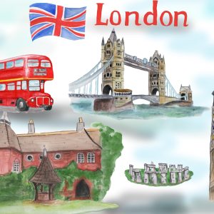 London clipart, London landmark clip art, watercolor clipart, London sublimation