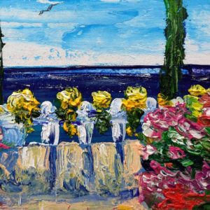 France painting 6*6 inch impasto art vacation by the sea