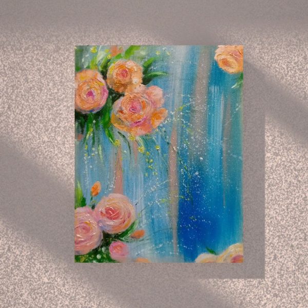 Roses painting on canvas 14*18 inch delicate art by Yalozik