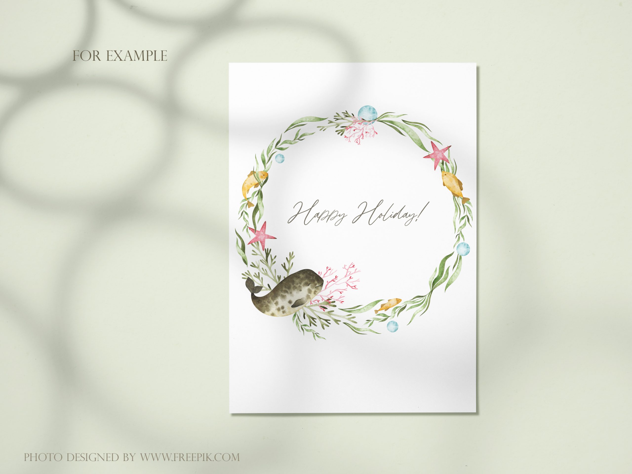 Watercolor nautical wreath. Underwater frame clipart 3 Watercolor nautical wreath. Underwater frame clipart - Image 3