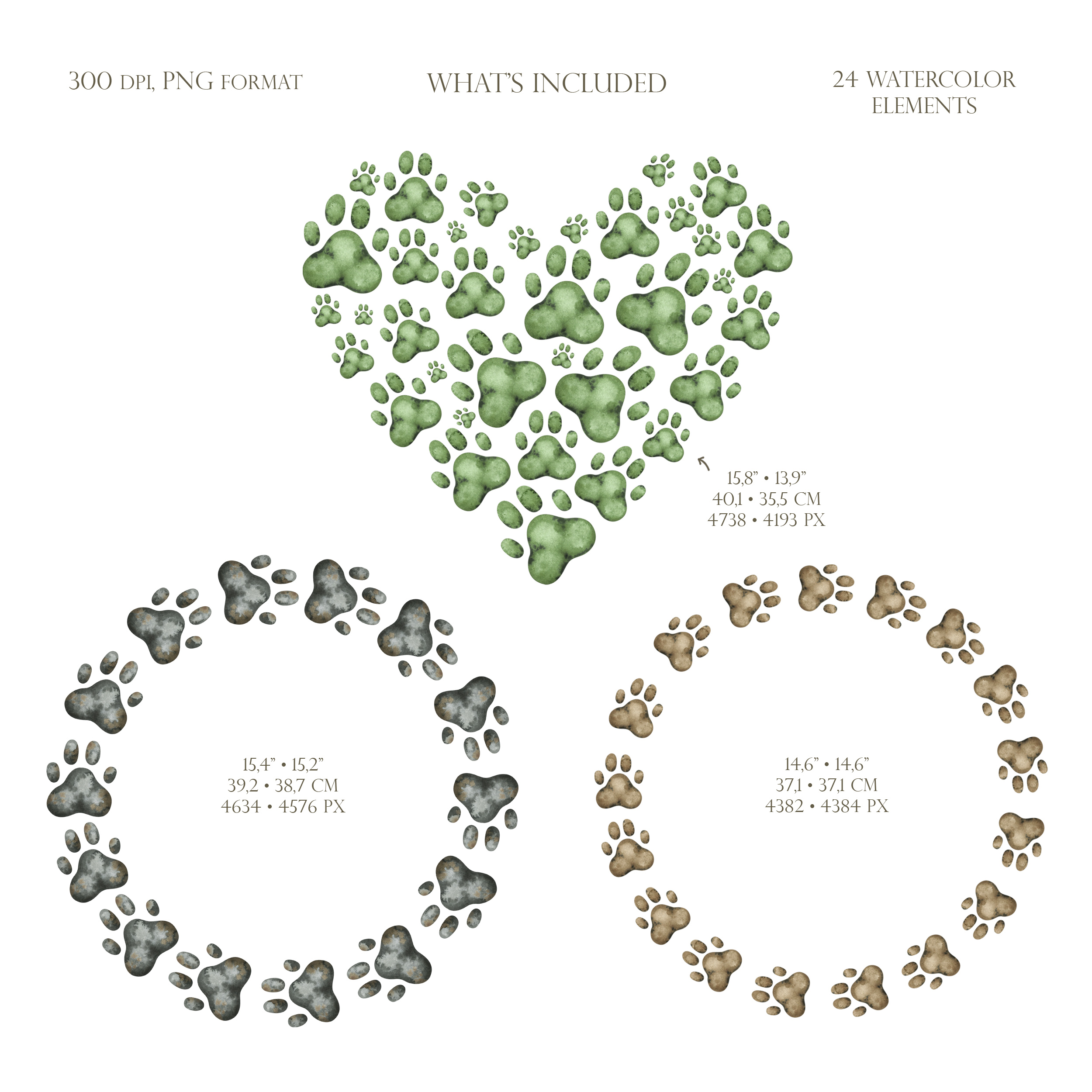 Watercolor paw print clipart. Cute dog and cat paws, wreaths 3 Watercolor paw print clipart. Cute dog and cat paws, wreaths - Image 3
