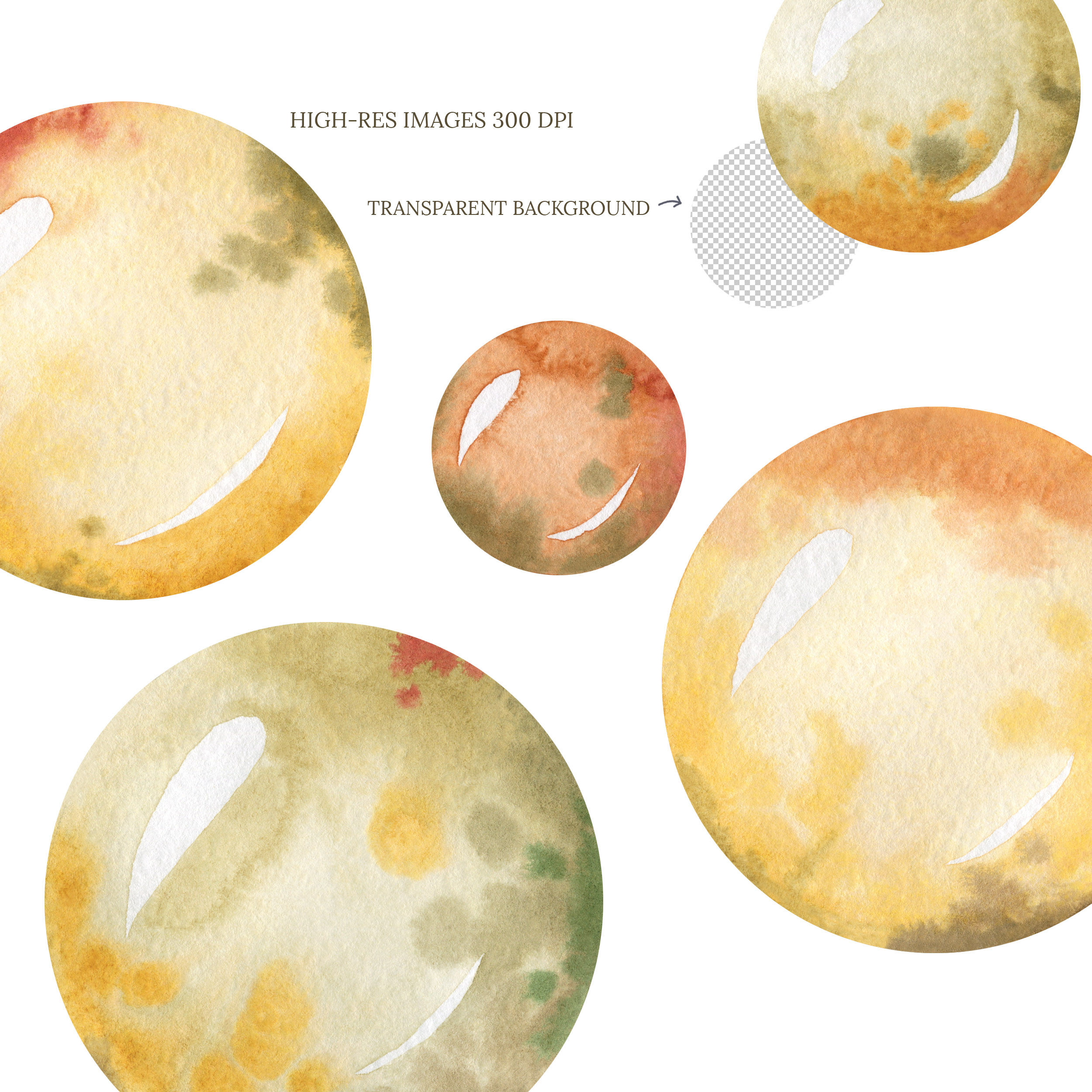 Watercolor yellow bubbles clipart. Cute bubble gum, soap bubbles 3 Watercolor yellow bubbles clipart. Cute bubble gum, soap bubbles - Image 3