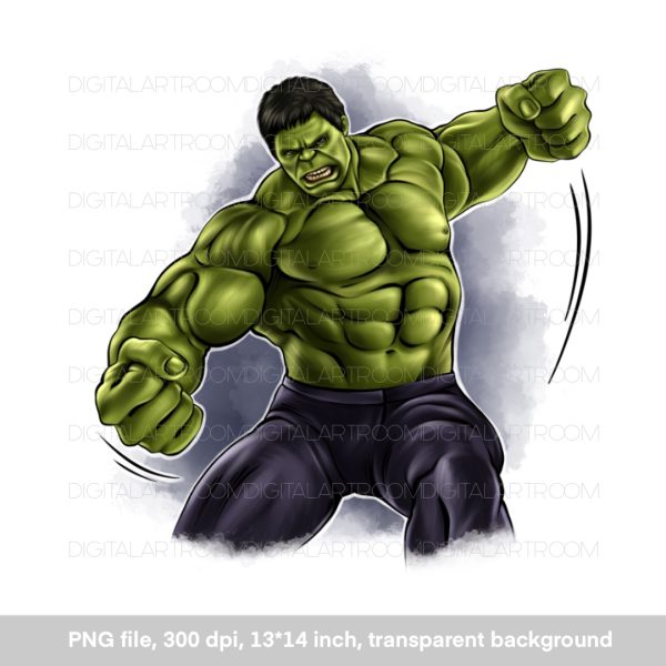 Green Superhero Illustration, sublimation design, art print