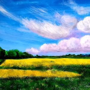 Acrylic painting wheat field 16*24 inch rural art