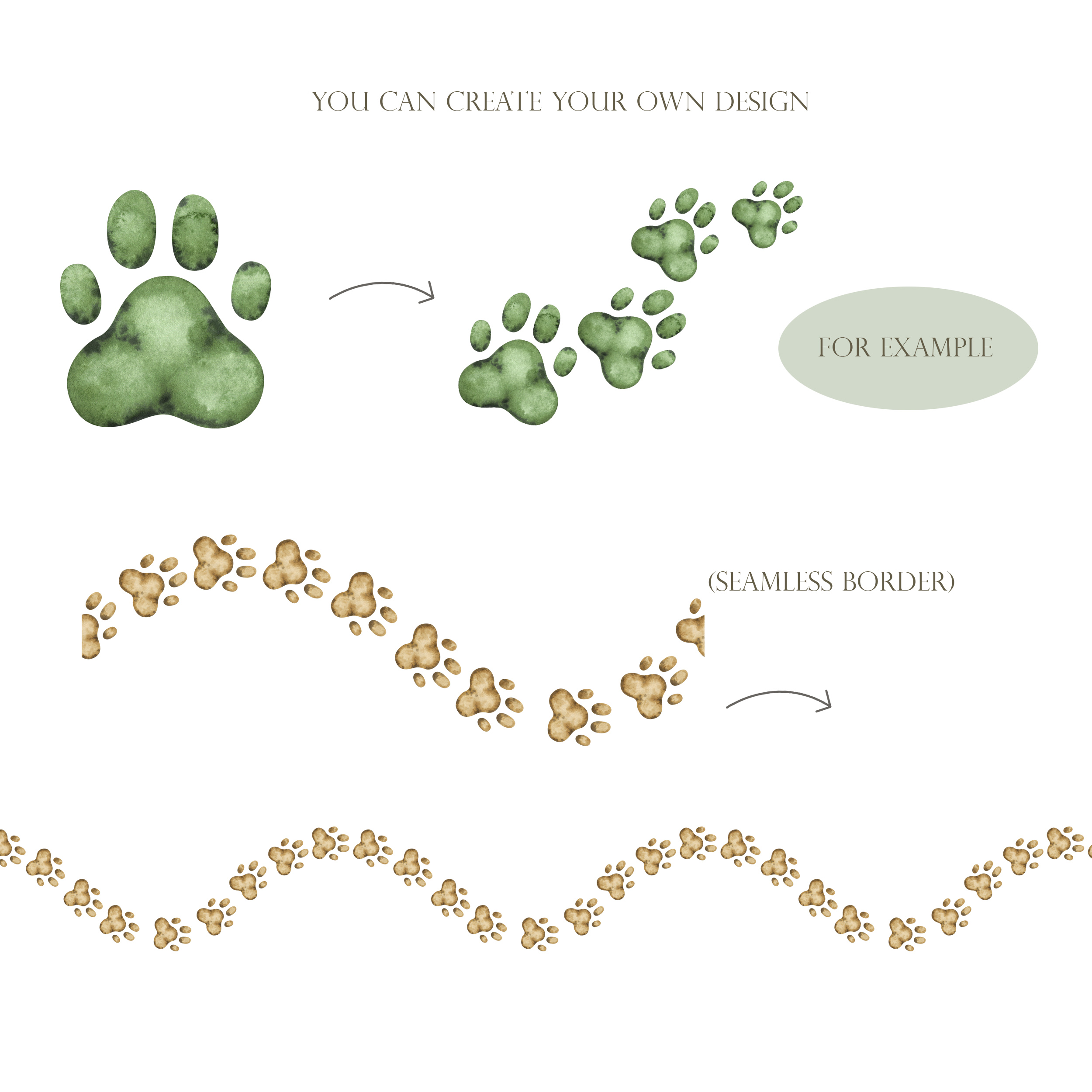 Watercolor paw print clipart. Cute dog and cat paws, wreaths 4 Watercolor paw print clipart. Cute dog and cat paws, wreaths - Image 4