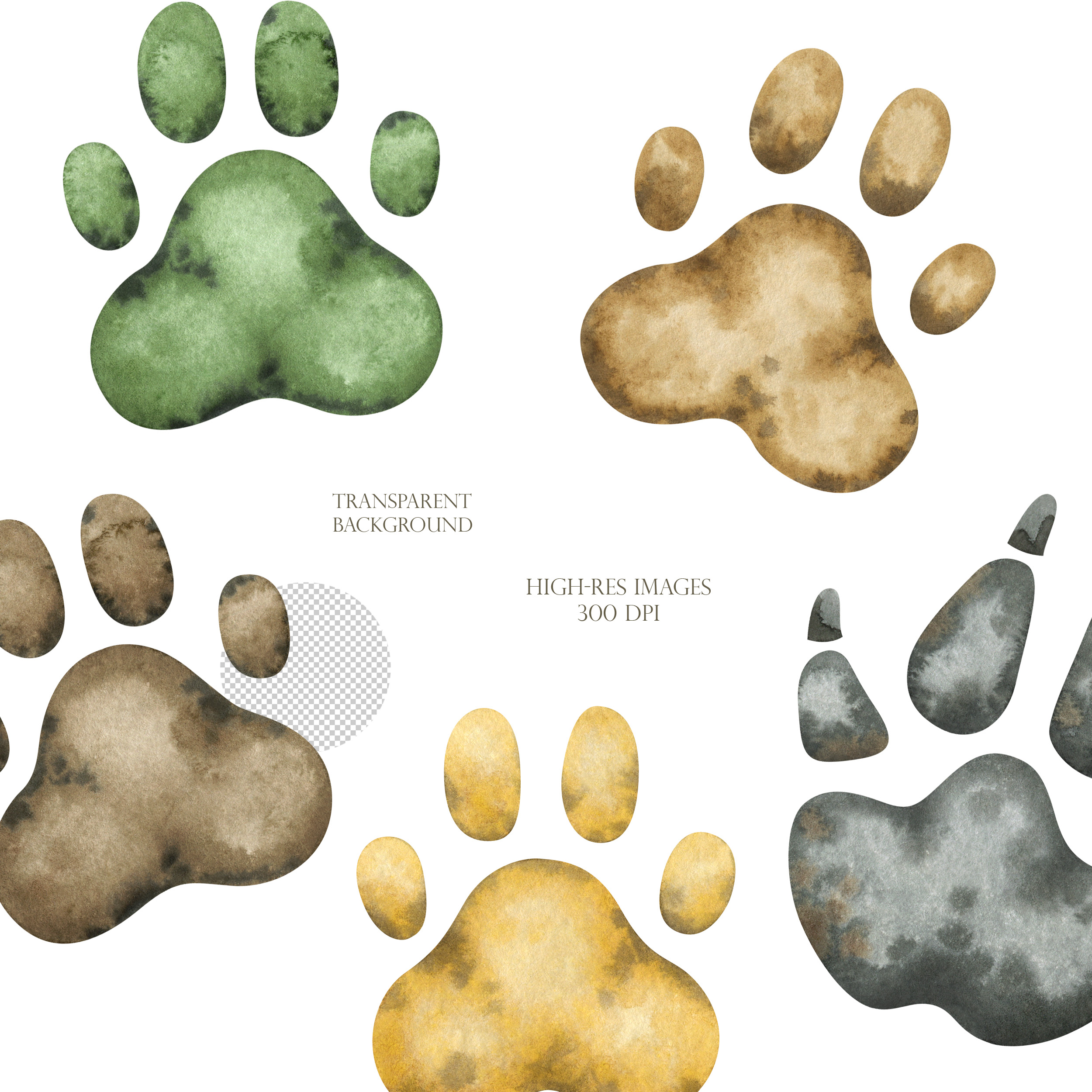 Watercolor paw print clipart. Cute dog and cat paws, wreaths 5 Watercolor paw print clipart. Cute dog and cat paws, wreaths - Image 5