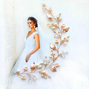Rose gold bridal hair vine Wedding hair piece Bridal headpiece