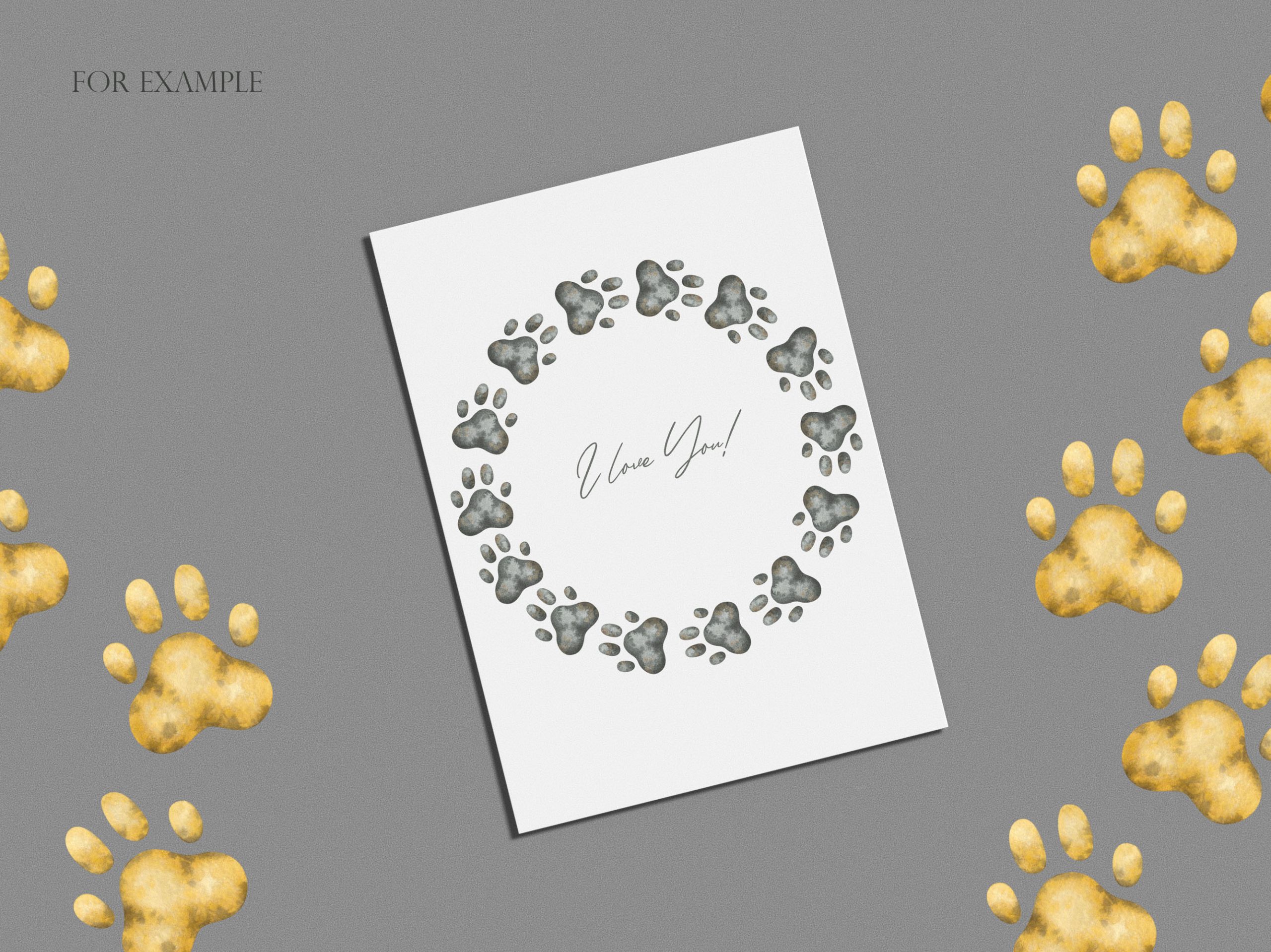 Watercolor paw print clipart. Cute dog and cat paws, wreaths 6 Watercolor paw print clipart. Cute dog and cat paws, wreaths - Image 6