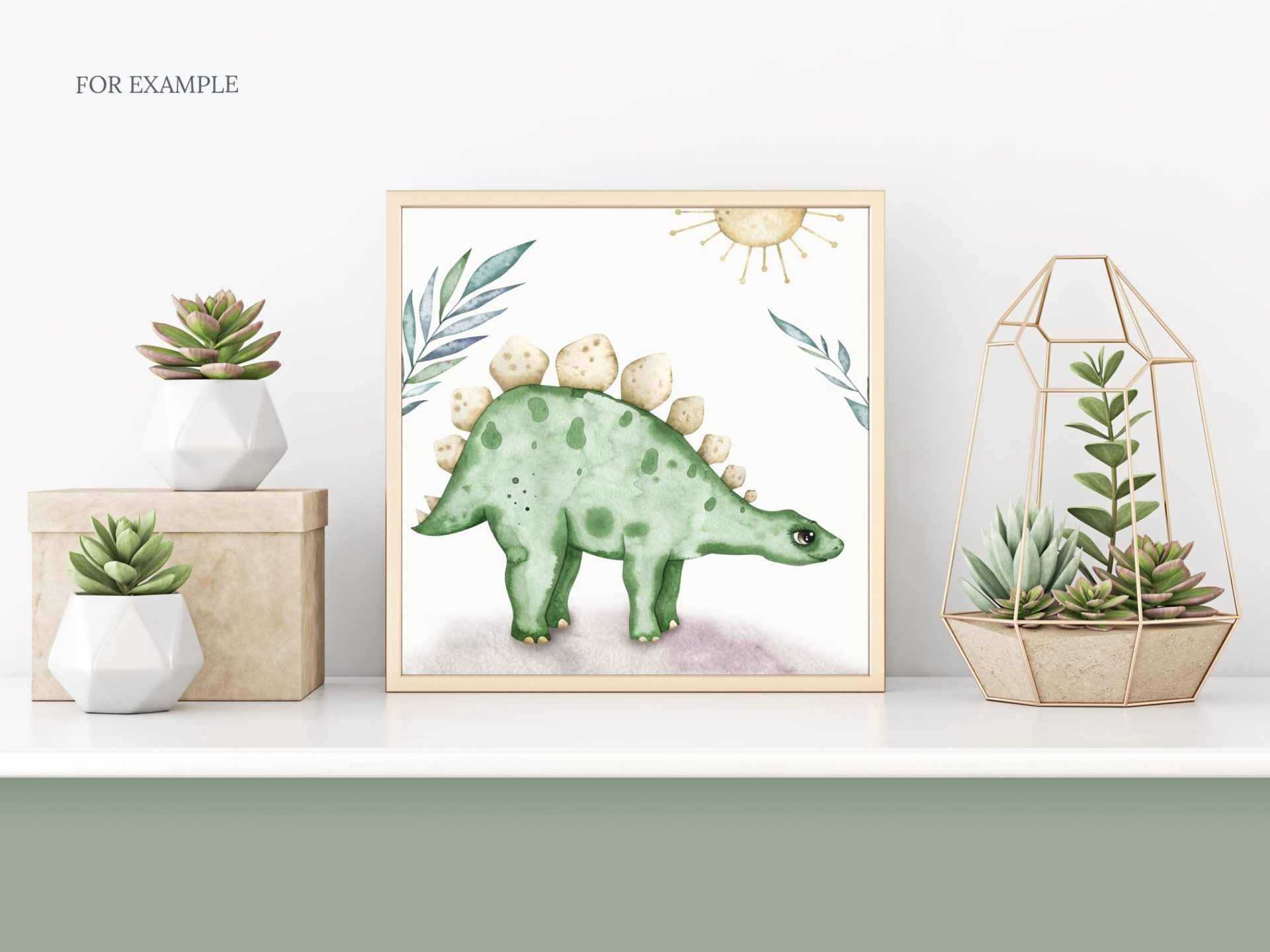 Watercolor dinosaur clipart. Cute digital dino, greenery 7 Watercolor dinosaur clipart. Cute digital dino, greenery - Image 7