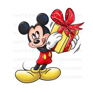 Cute mouse with a gift in his hands, png sublimation design