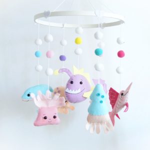 Seahorse baby mobile, Octopus baby mobile, Crib baby mobile