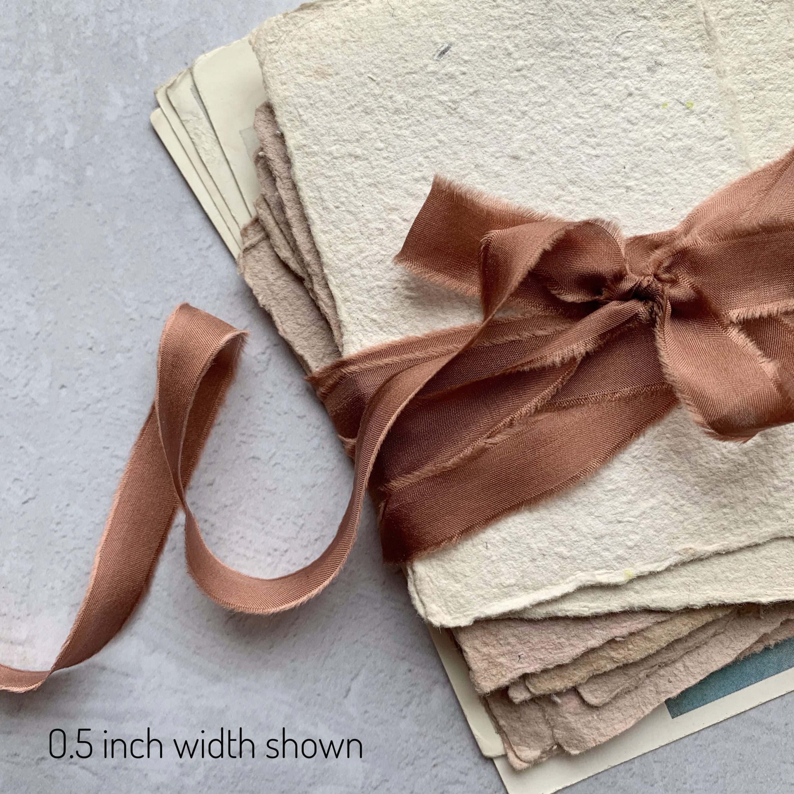 Cinnamon Hand Dyed Silk Ribbon - KrasnovaSilk