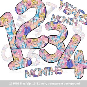 Princess figures for birthday, diy materials, png Template