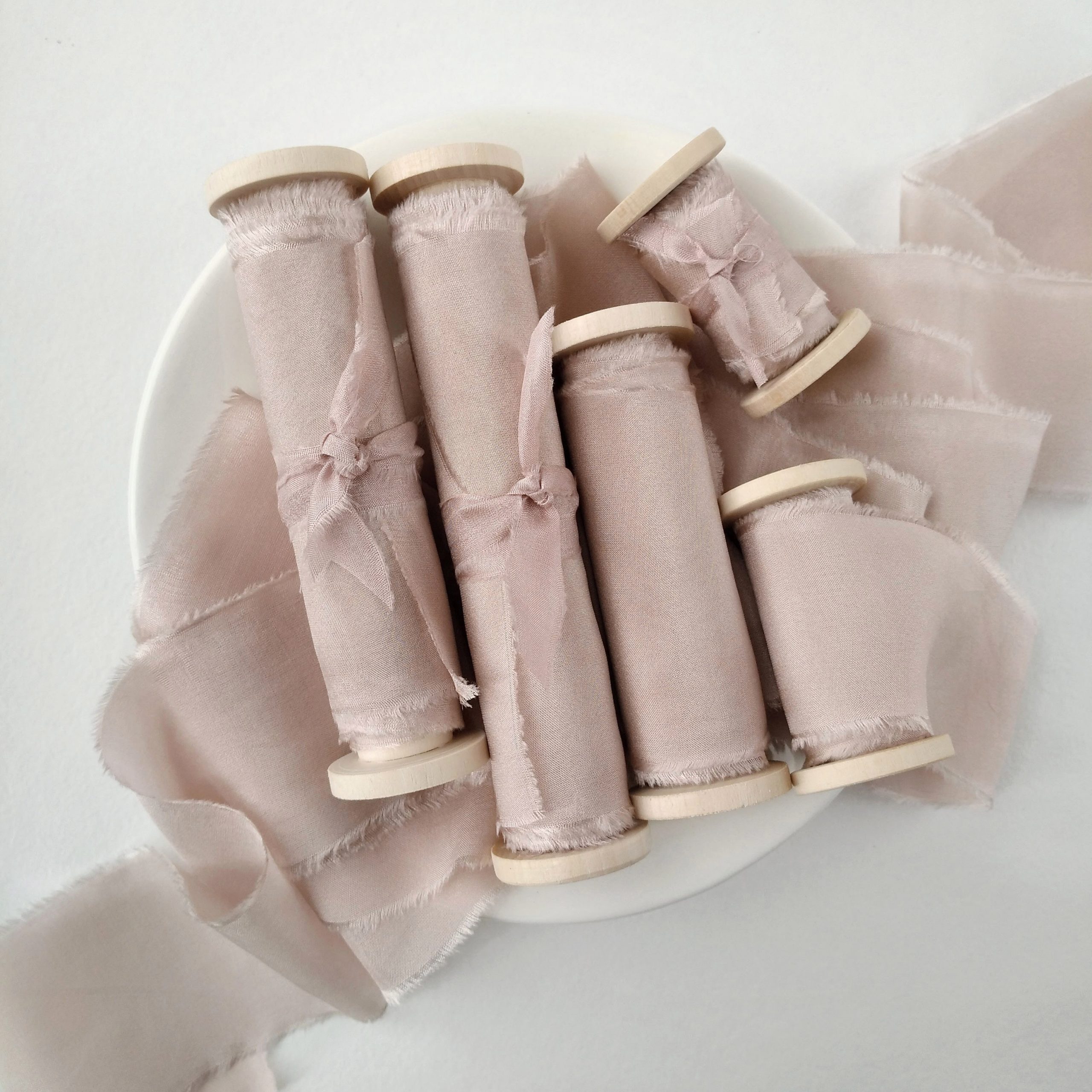 Dusty Rose Hand Dyed Silk Ribbon - KrasnovaSilk