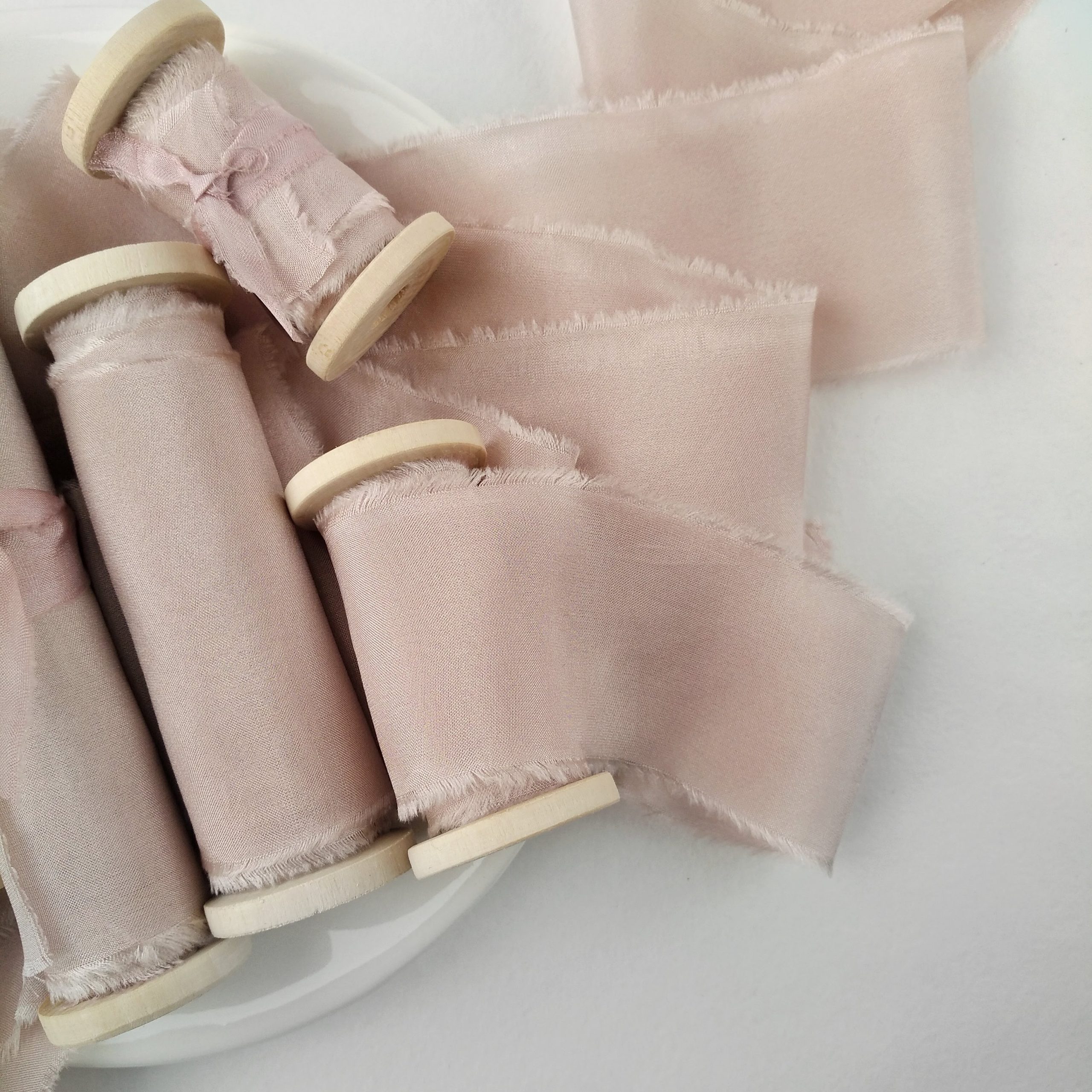 Dusty Rose Hand Dyed Silk Ribbon - KrasnovaSilk