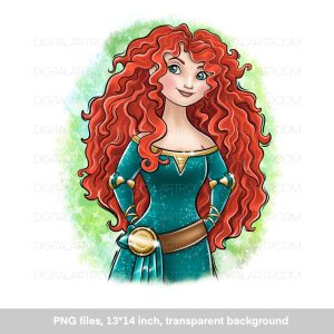 Red hair princess, Brave princess, sublimation design