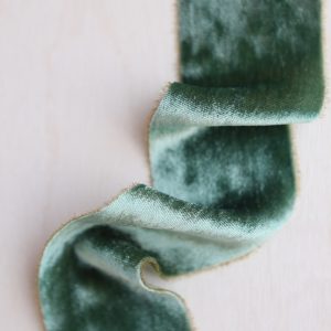 Forest Green Velvet Silk Ribbon - KrasnovaSilk