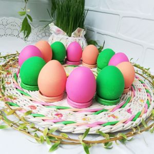 Wicker egg plate – Easter egg holder – Round handmade tray