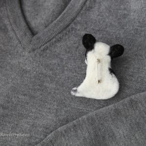 Dog pin, French bulldog, needle felted,1 new, handmade
